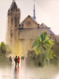 Sarfraz Musawir, 11 x 15 Inch, Watercolor on Paper, Cityscape Painting, AC-SAR-155